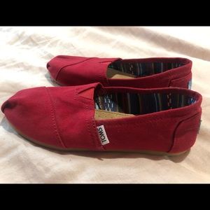 Tom’s Red slip on shoes size 6.5 women